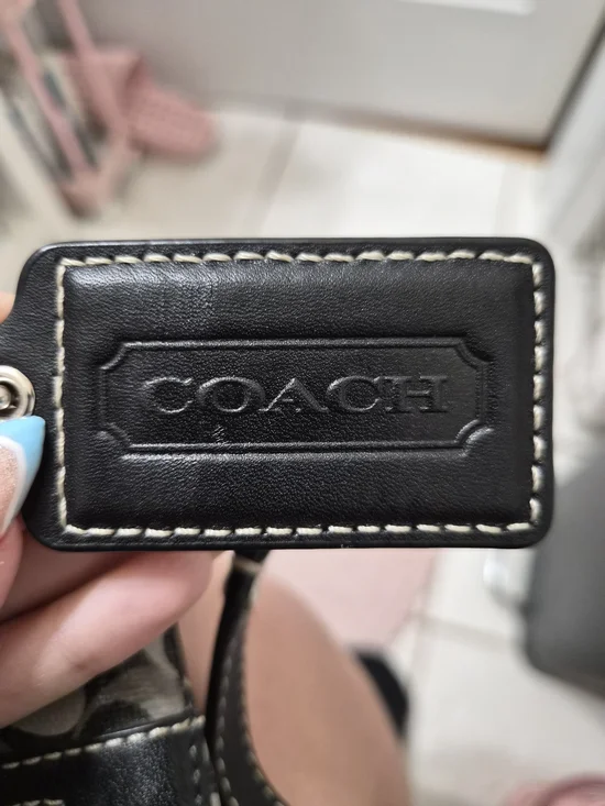 Coach Black and Gray Signature Crossbody with Leather Trim - Picture 2 of 4